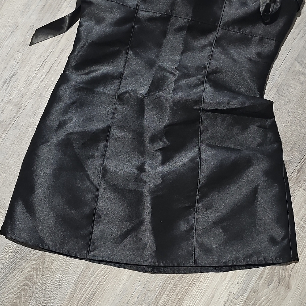 NWT Pixie Stardust Black Satin Dress with Ribbon Straps - Picture 4 of 7